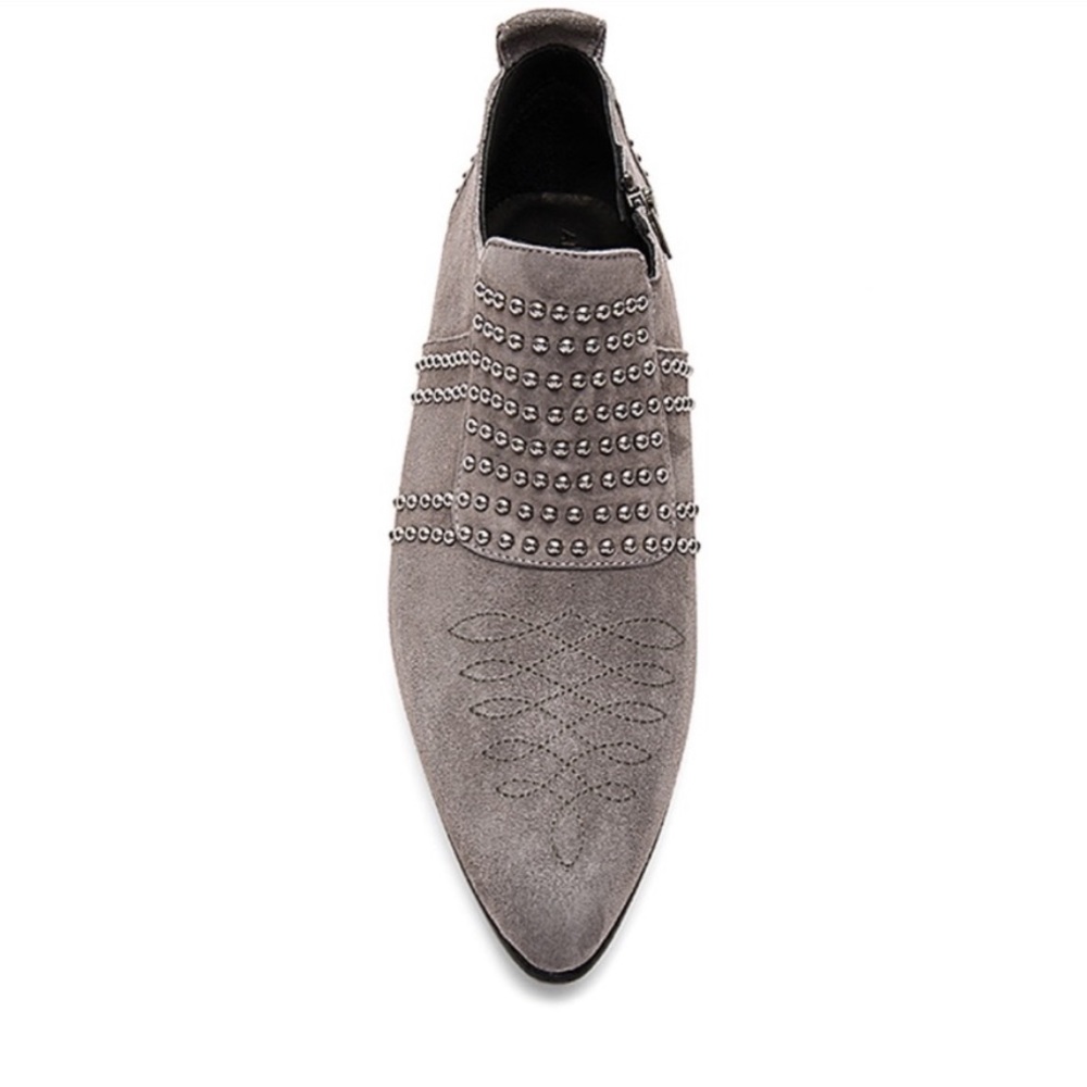 ANINE BING Charlie Low Ankle Boots Gray Suede Studded 37 7 - Picture 9 of 9